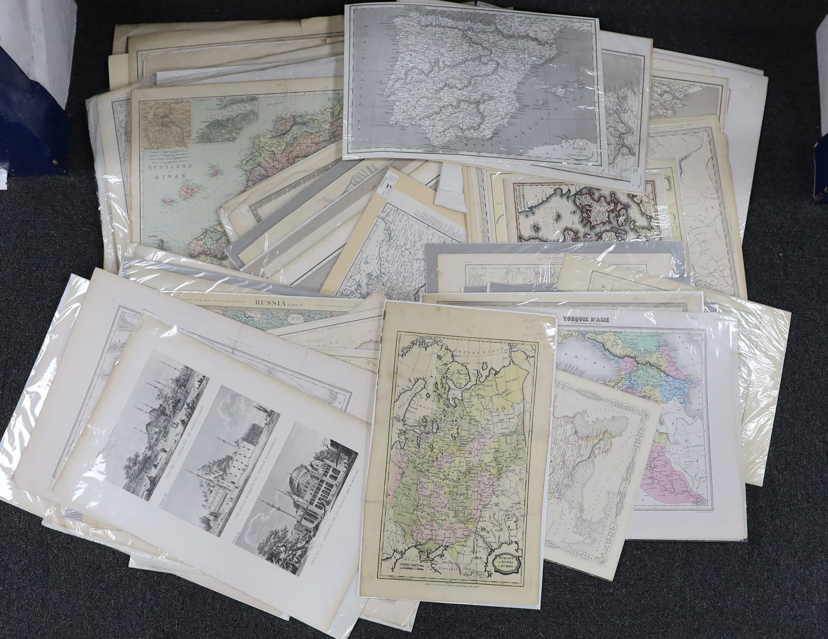 A porfolio of 18th and 19th century European maps and other engravings